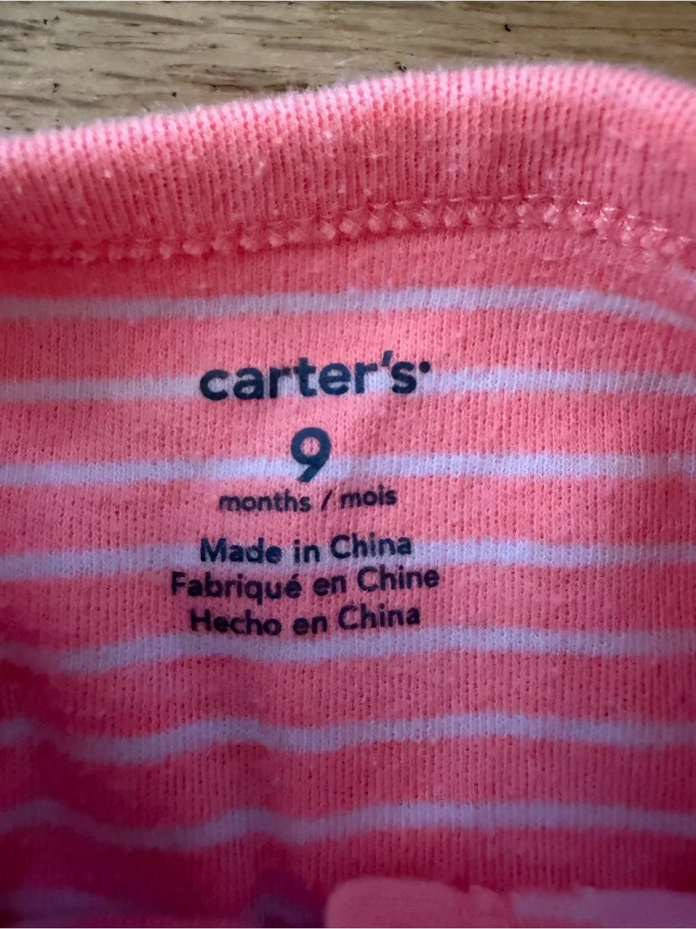 Carter's Coral and Pink Striped Footed One-Piece Set